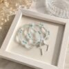 Natural white crystal petal bracelet with aquamarine beads — Myxmh handmade