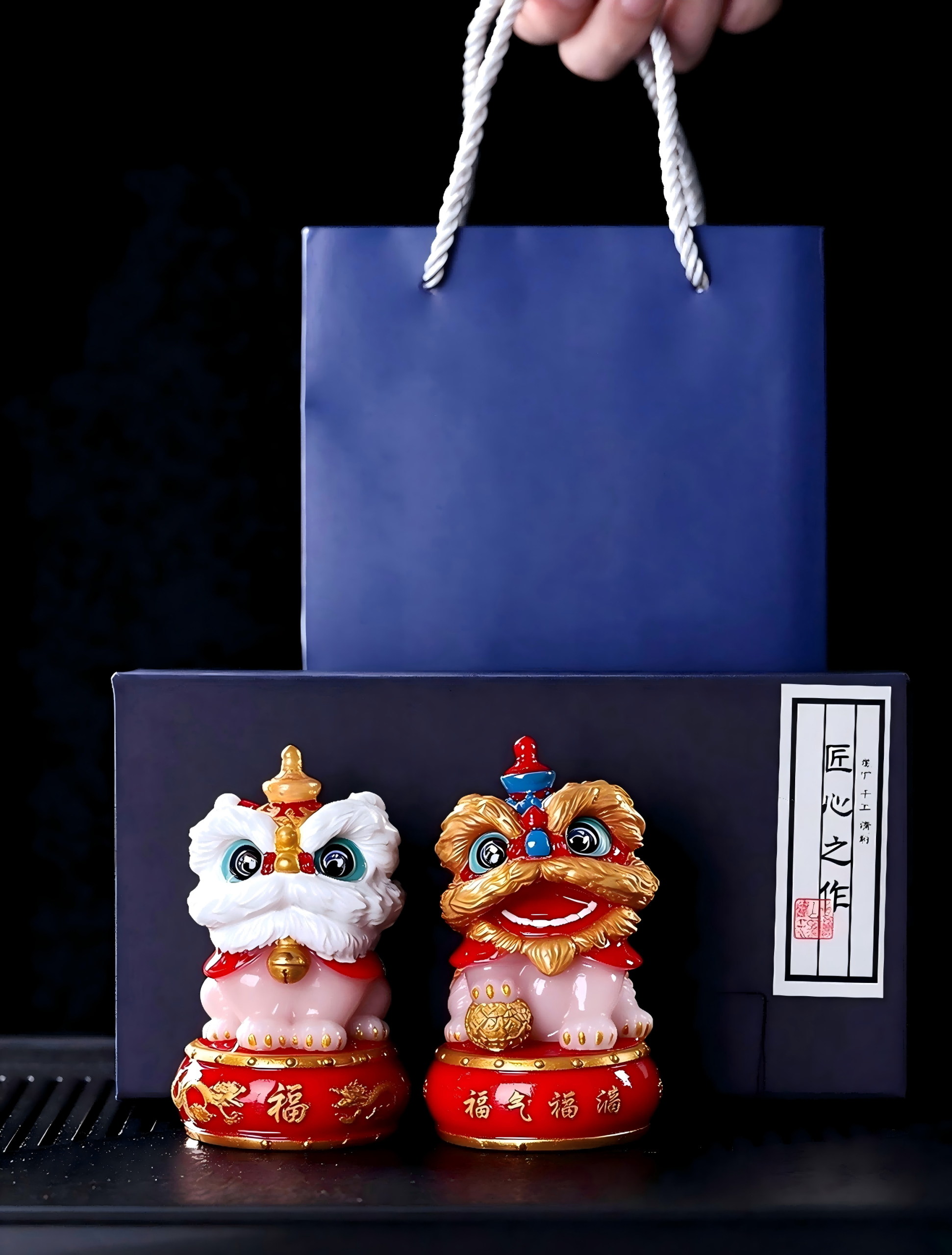 Creative Chinese-Style Festive Lion Dance Couple Tea Pets – Heat-Activated Color-Changing Tea Figurines, Unique Tea Set Decorations and Ornaments - Image 4