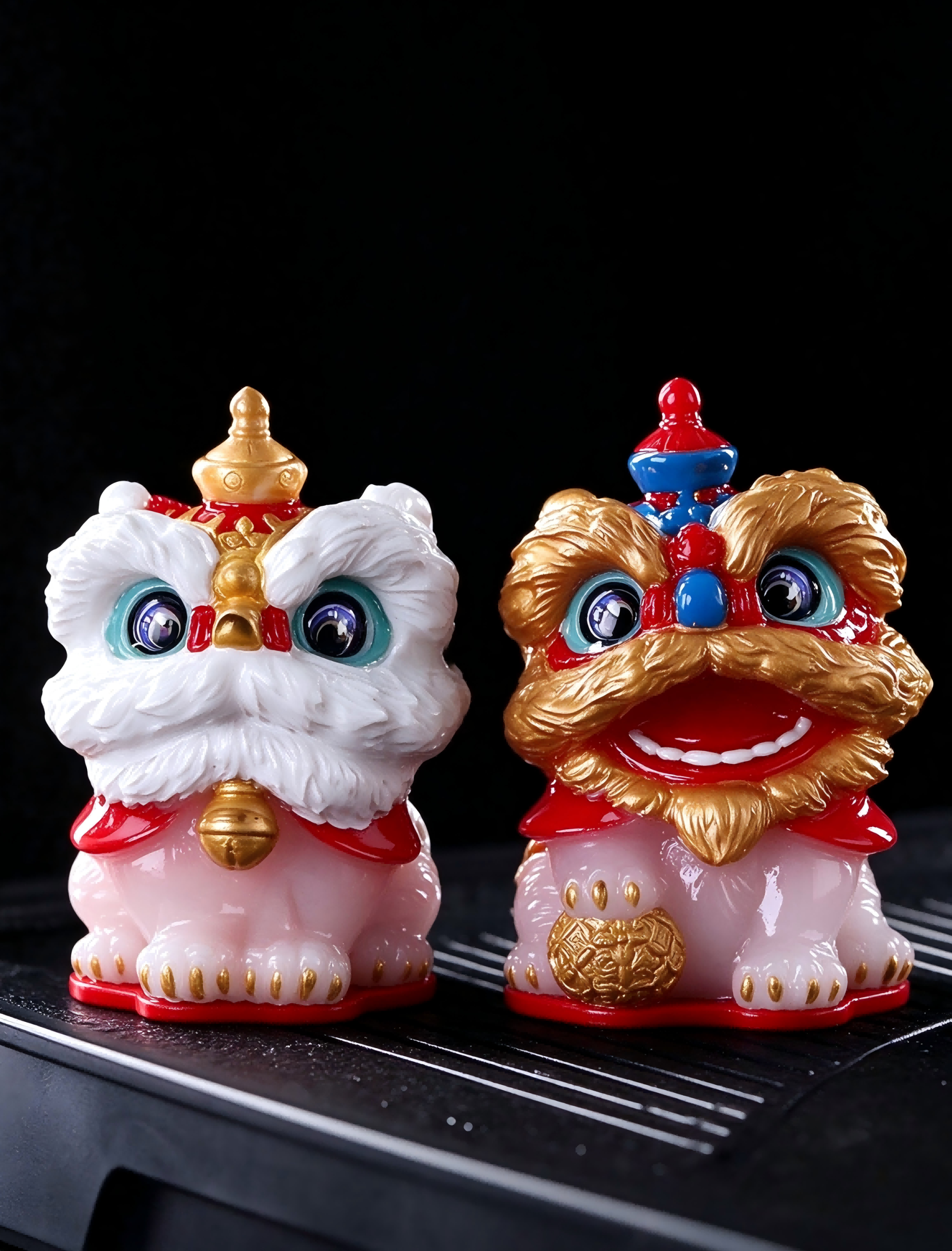 Creative Chinese-Style Festive Lion Dance Couple Tea Pets – Heat-Activated Color-Changing Tea Figurines, Unique Tea Set Decorations and Ornaments - Image 3