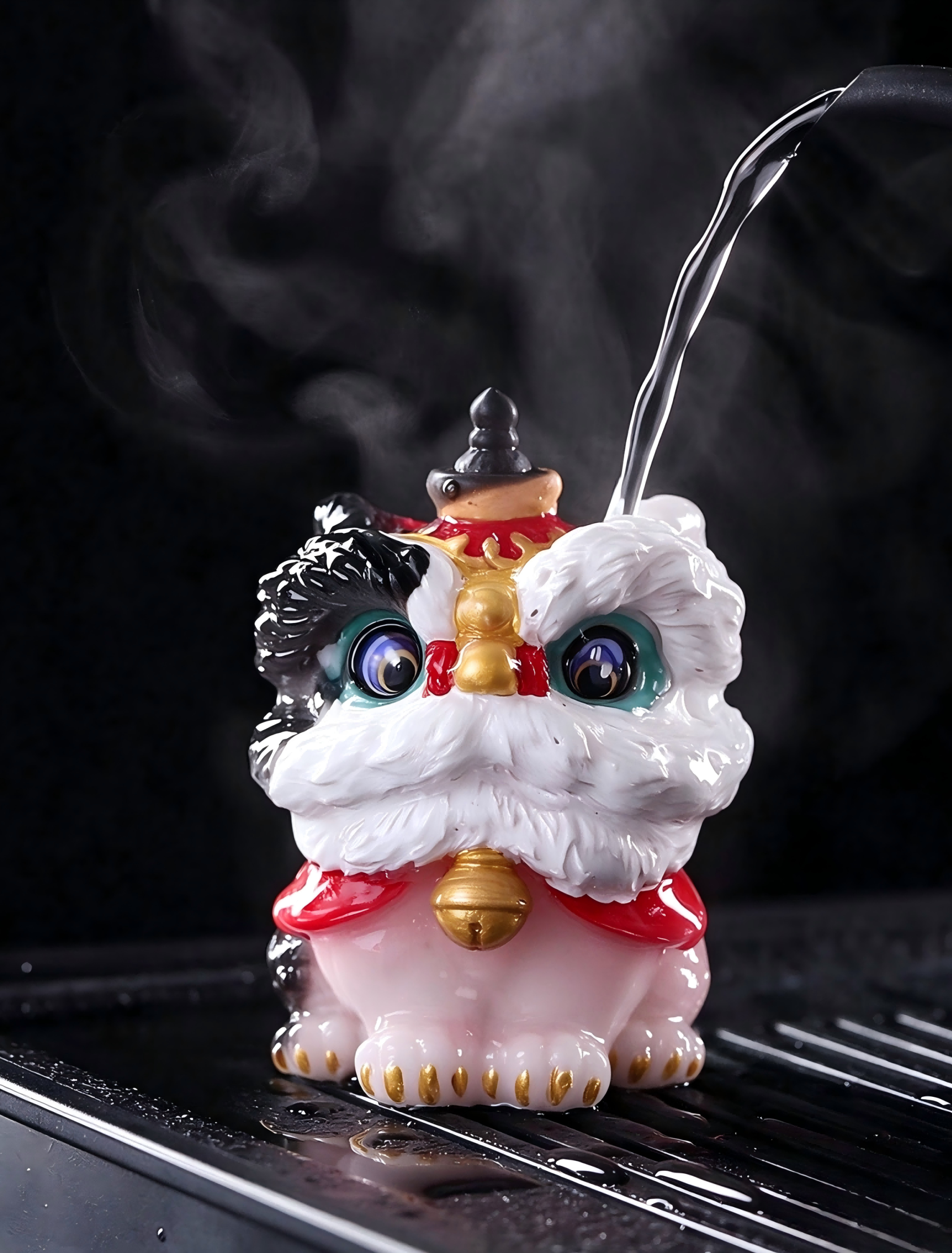 Creative Chinese-Style Festive Lion Dance Couple Tea Pets – Heat-Activated Color-Changing Tea Figurines, Unique Tea Set Decorations and Ornaments - Image 7