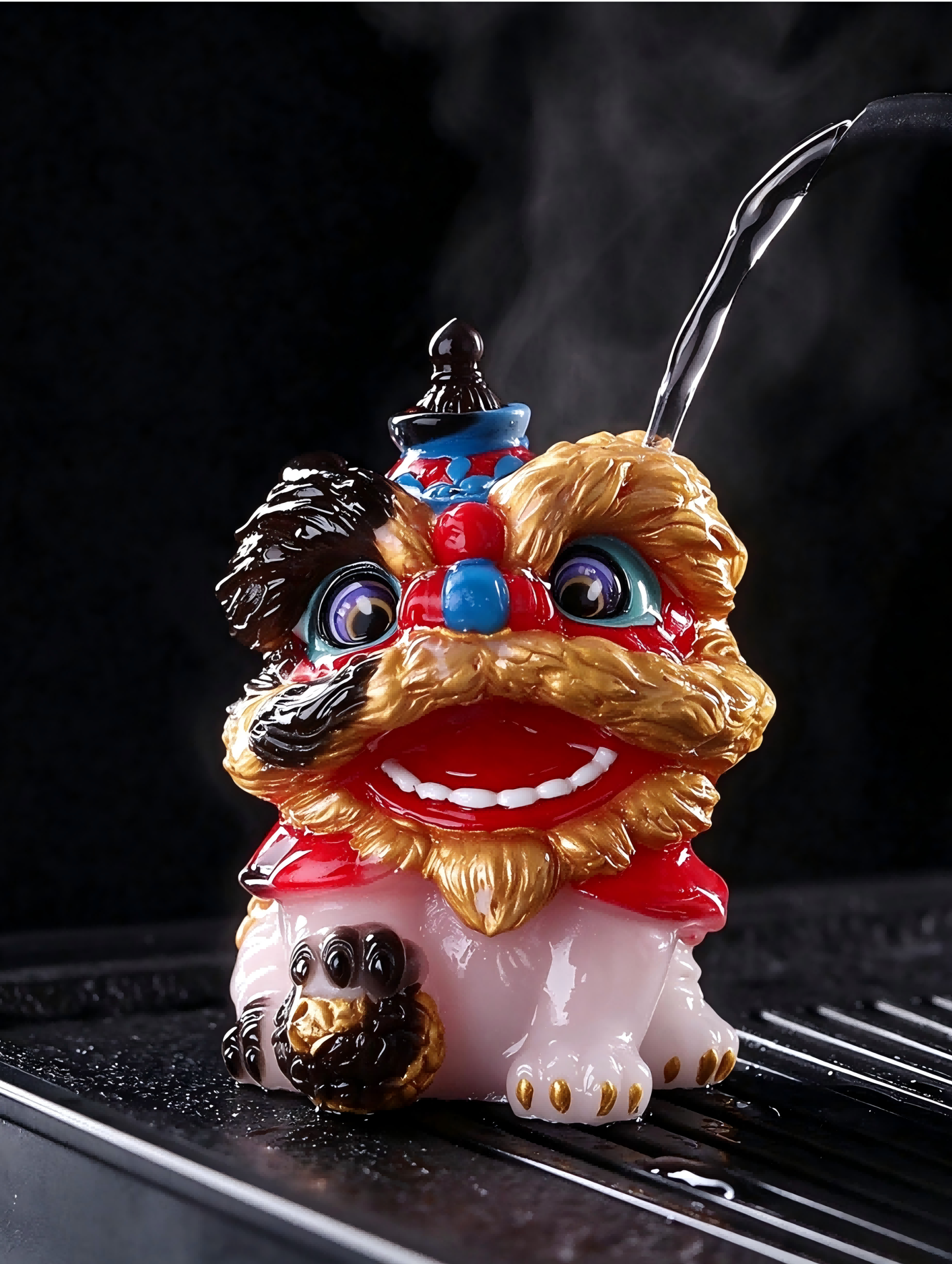 Creative Chinese-Style Festive Lion Dance Couple Tea Pets – Heat-Activated Color-Changing Tea Figurines, Unique Tea Set Decorations and Ornaments - Image 6
